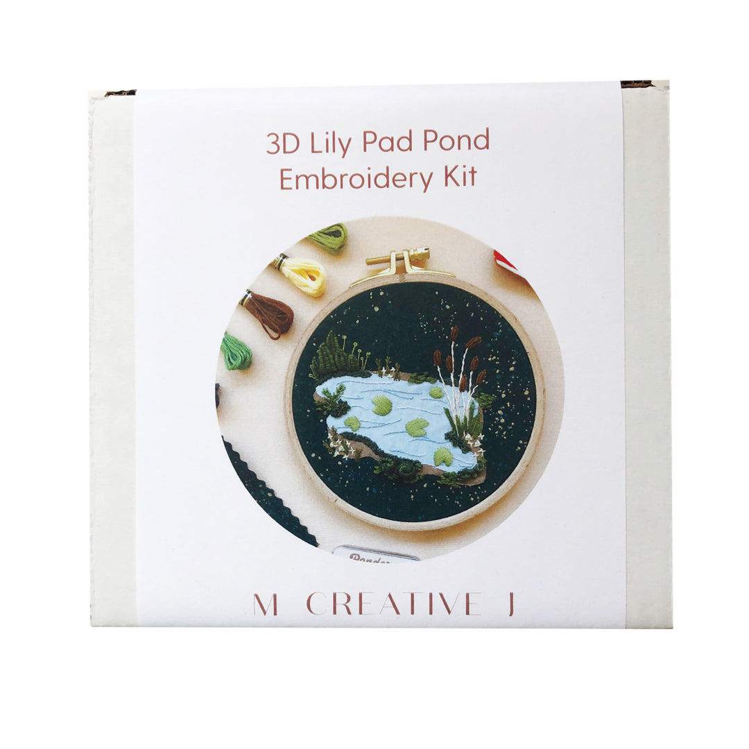 Front box view of 3D Lily Pad Pond advanced embroidery kit