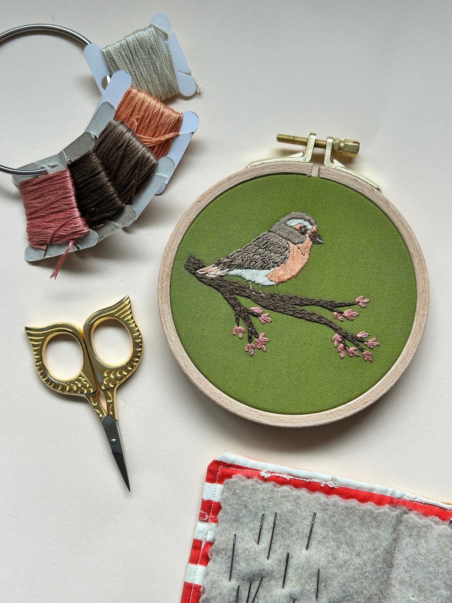 Spring Robin - Bird Embroidery Kit for Beginners