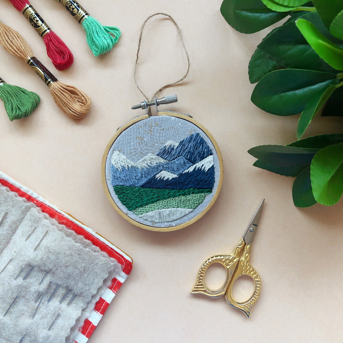 Mountains Are Calling Ornament- Mini Embroidery Kit for Beginners