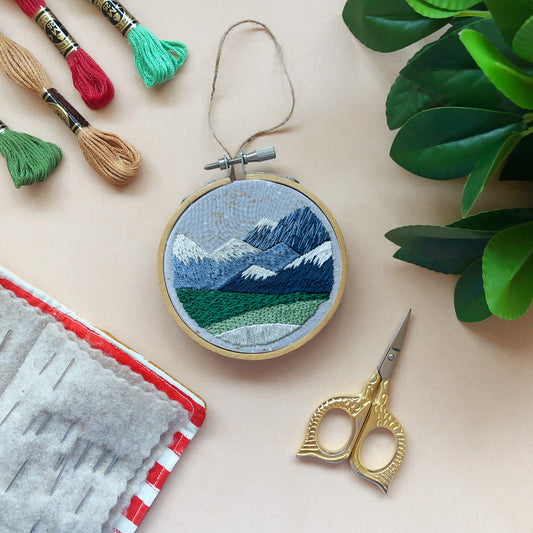 Mountains Are Calling Ornament- Mini Embroidery Kit for Beginners