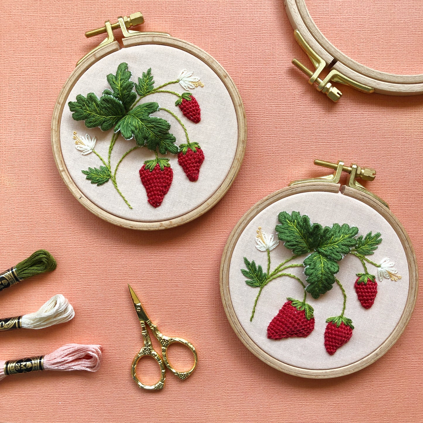 Stumpwork Strawberries - Intermediate 3D Hand Embroidery DIY Craft Kit