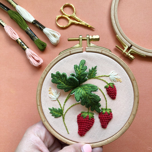 Stumpwork Strawberries - Intermediate 3D Hand Embroidery DIY Craft Kit