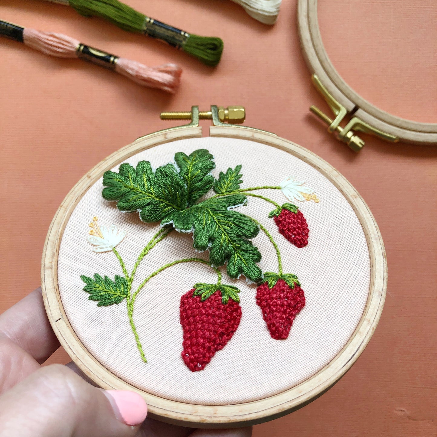 Stumpwork Strawberries - Intermediate Hand Embroidery DIY Craft Kit