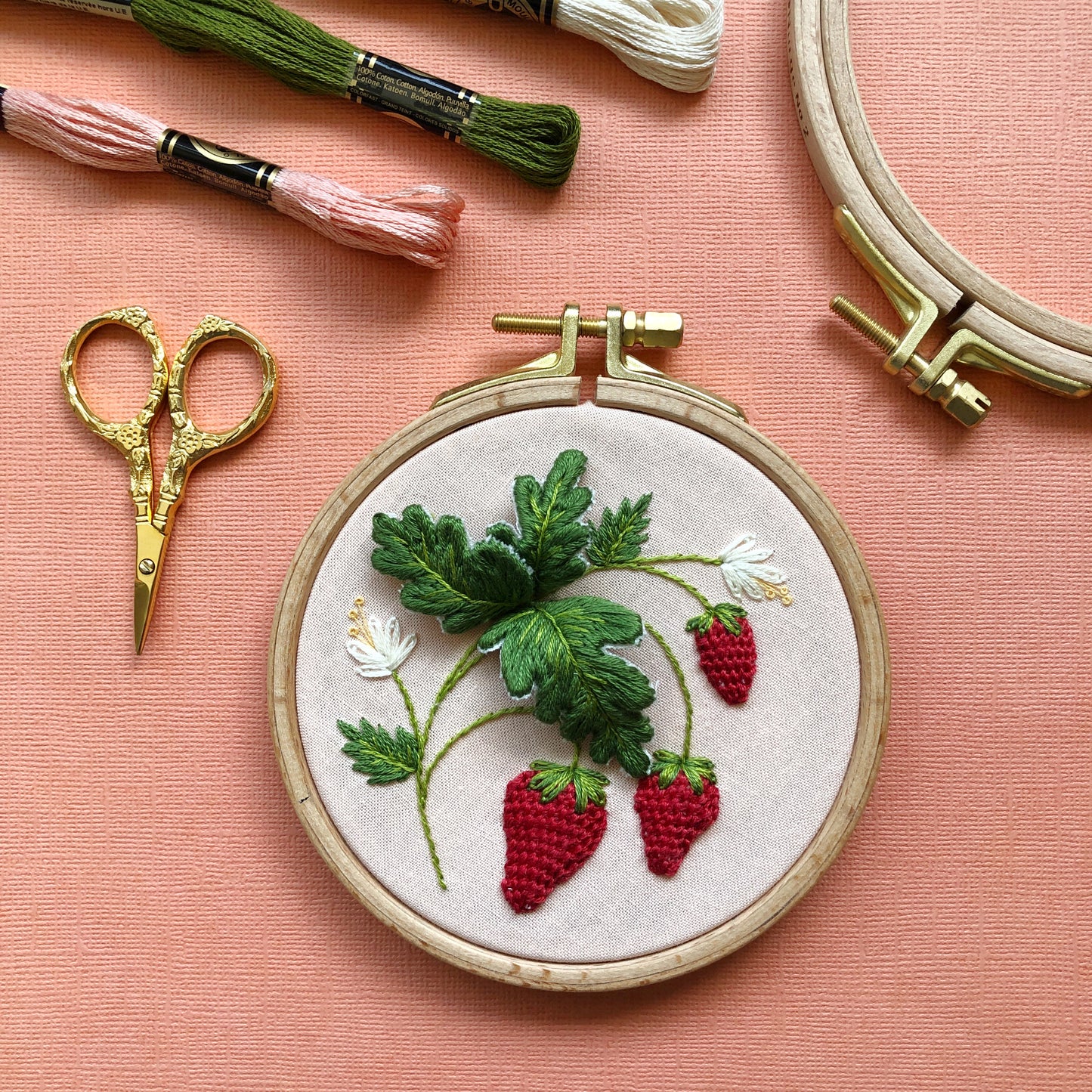 Stumpwork Strawberries - Intermediate Hand Embroidery DIY Craft Kit