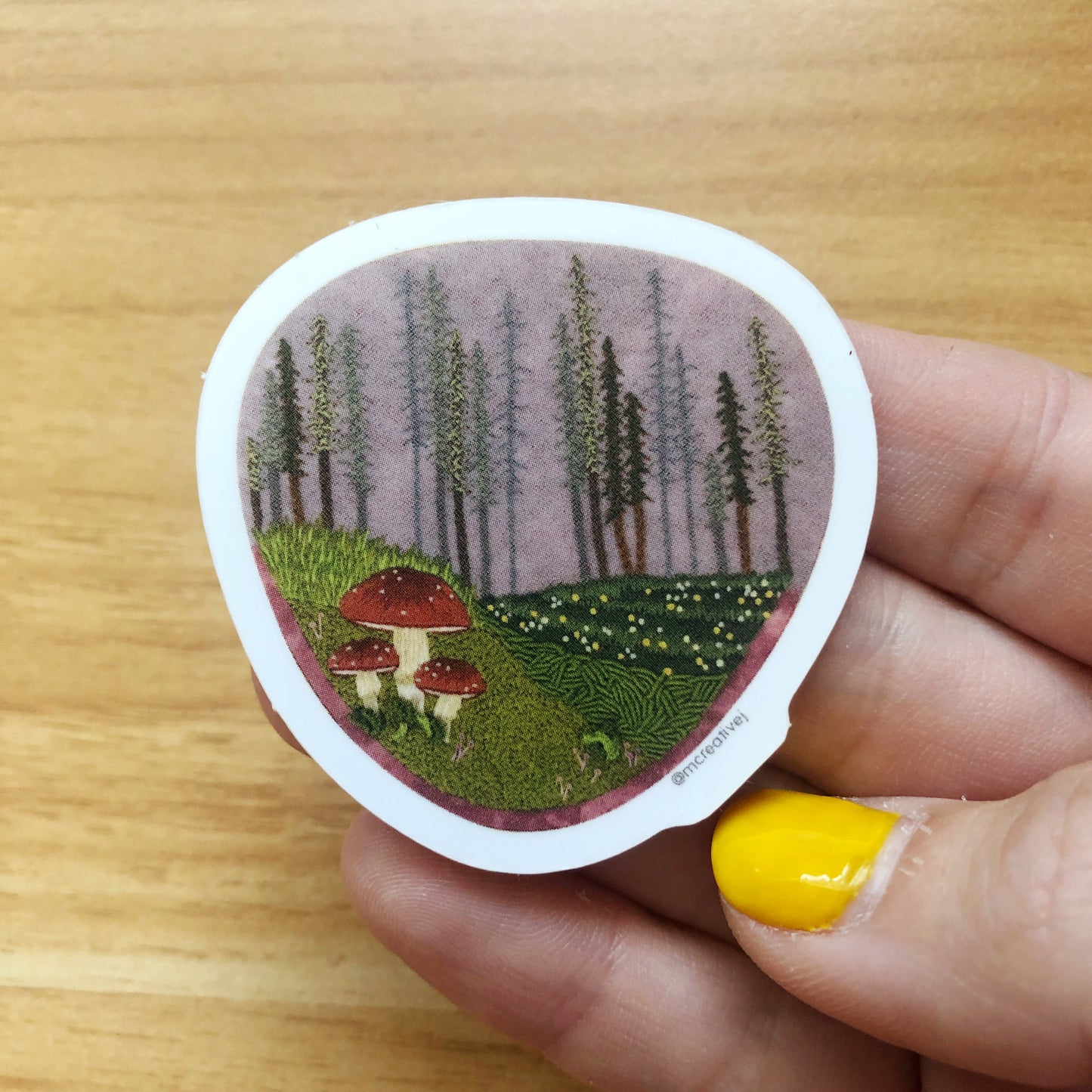 STICKER: Embroidered Forest Forage- Mushroom and Woodland Vinyl Sticker