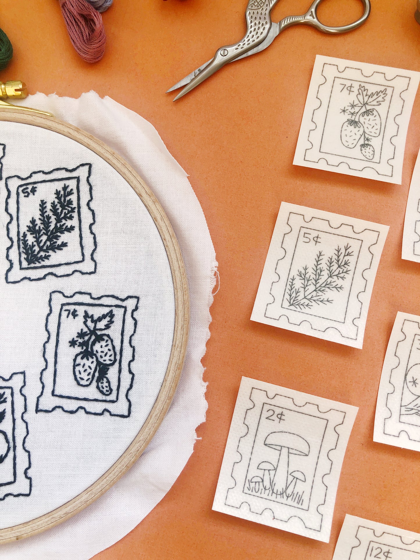 Botanical Stamps - Peel Stick and Stitch Hand Embroidery Patterns