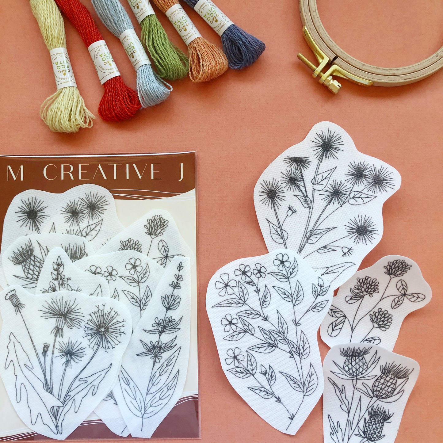 Unconventional Flowers - Peel Stick and Stitch Hand Embroidery Patterns