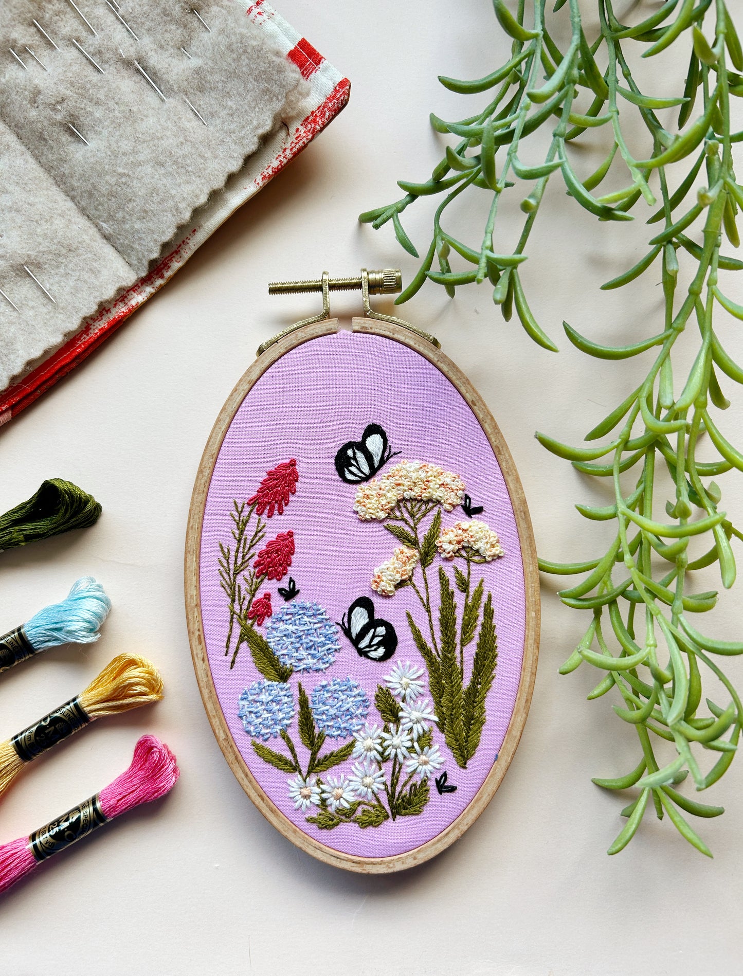 Butterfly Garden - Floral Embroidery Kit for Intermediate Stitchers