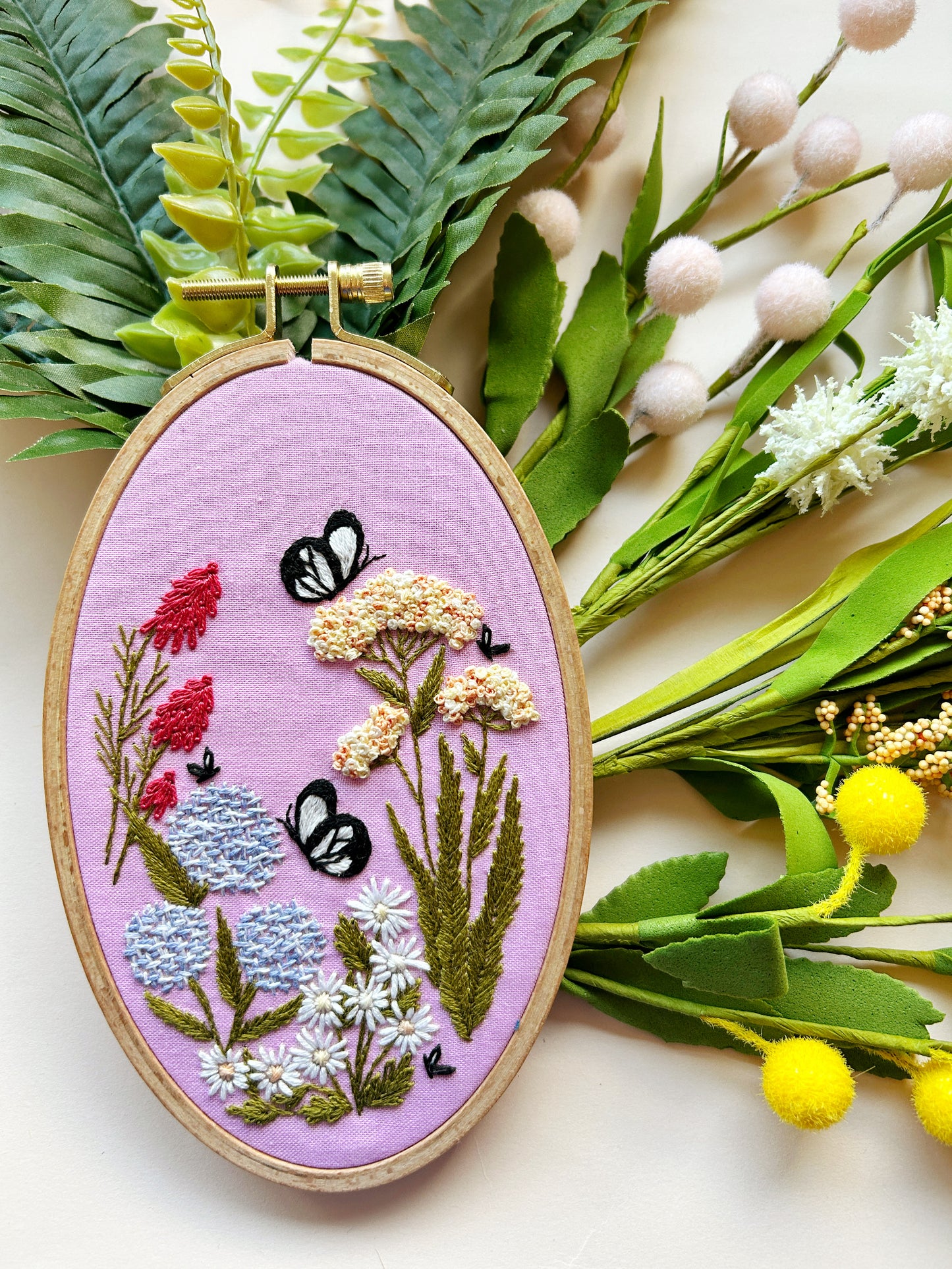 Butterfly Garden - Floral Embroidery Kit for Intermediate Stitchers