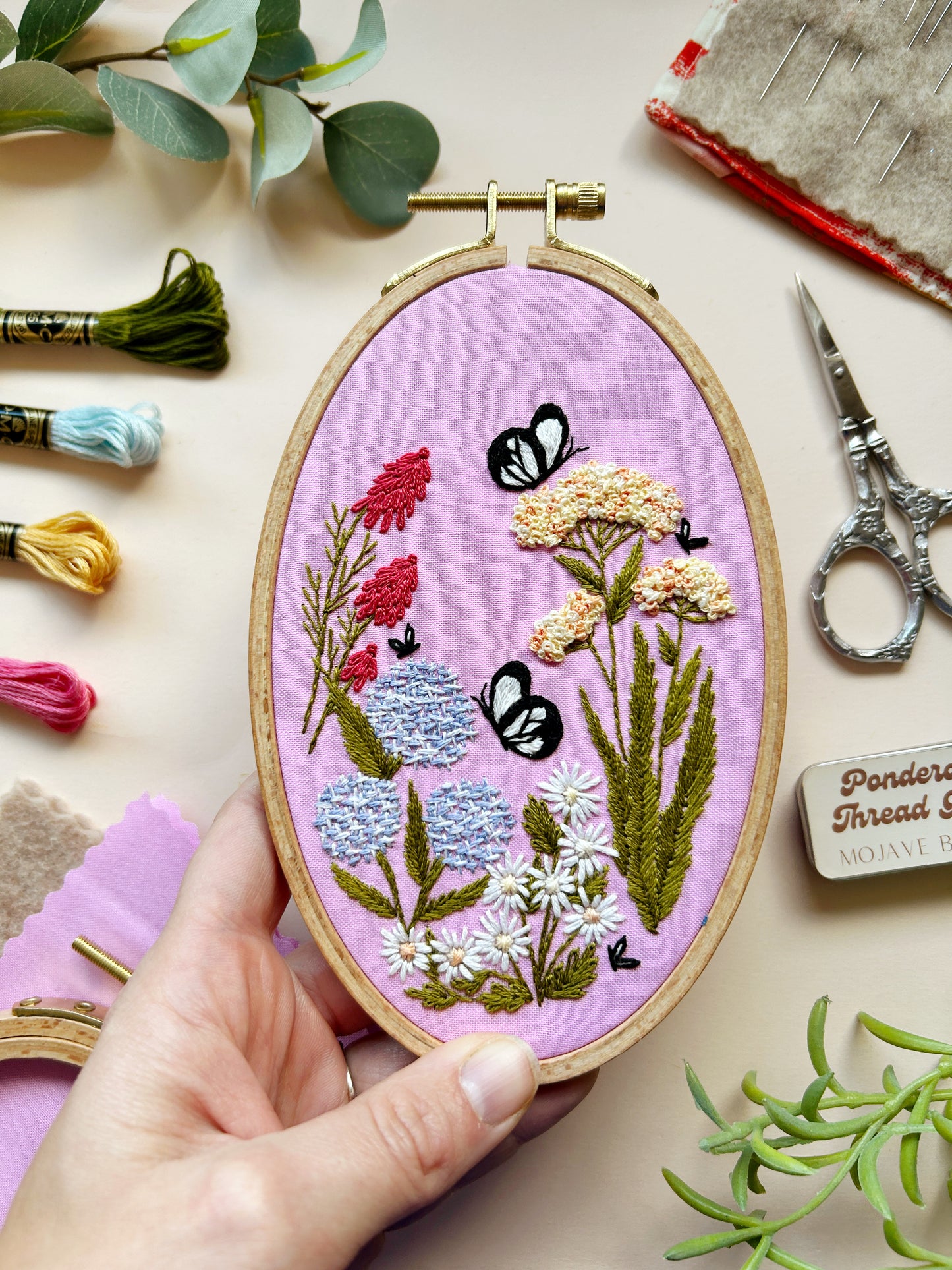 Butterfly Garden - Floral Embroidery Kit for Intermediate Stitchers