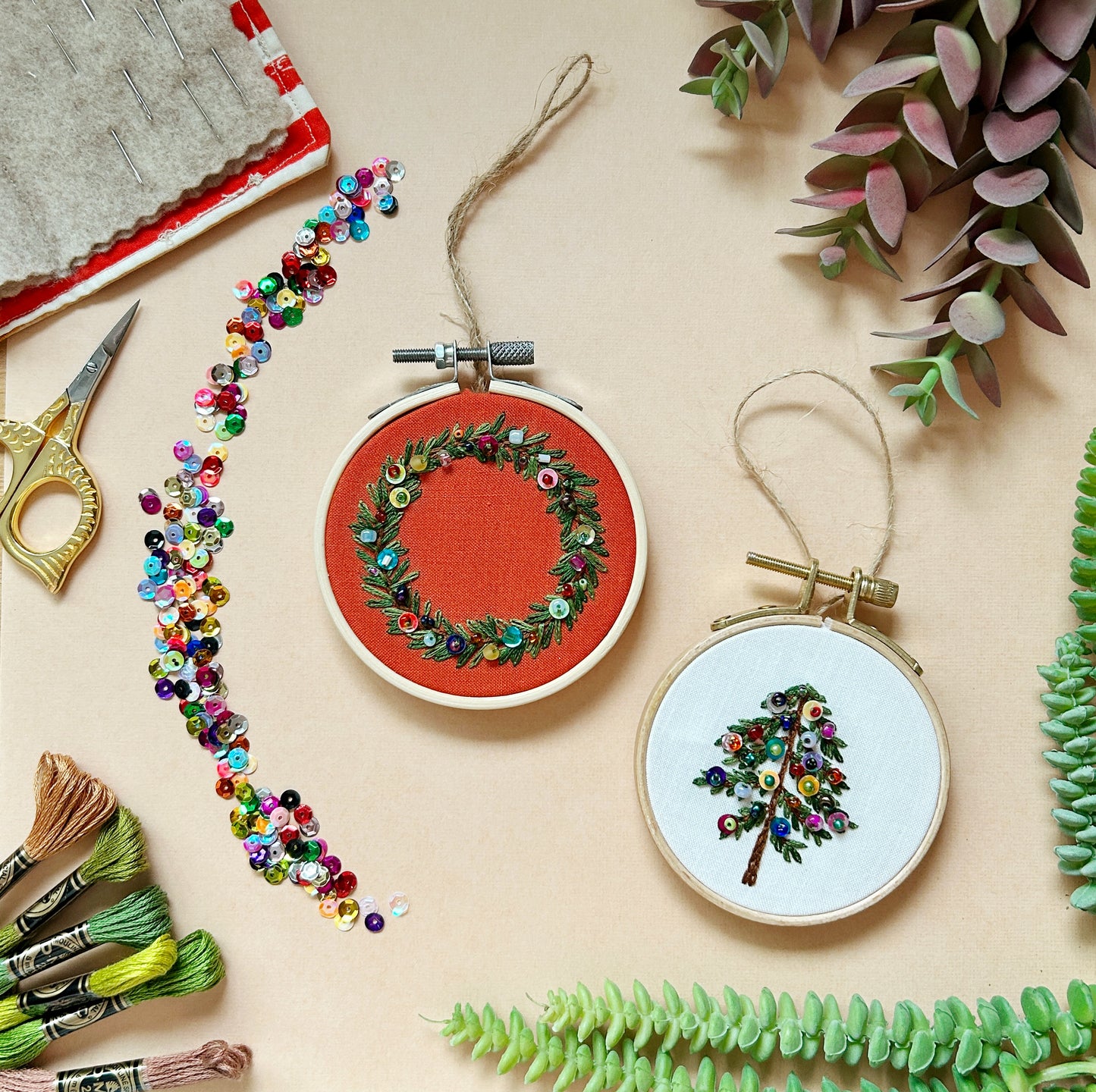 Holiday Tree Ornament- Bead Embroidery Kit for Beginners