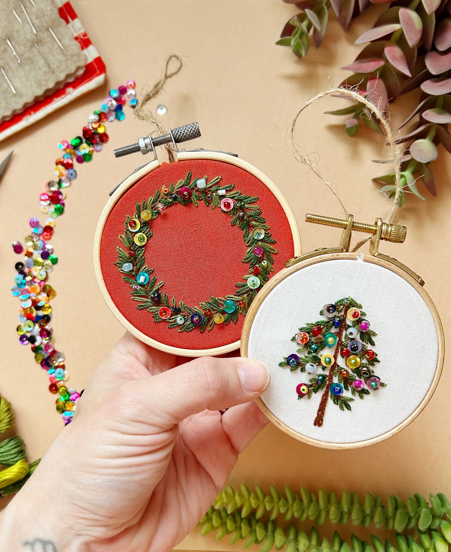 Holiday Tree Ornament- Bead Embroidery Kit for Beginners