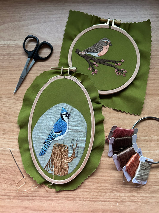 Bluejay in the Woods - Bird Embroidery Kit for Intermediate Stitchers