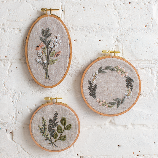 Botanical Trio - Beginner to Advanced Hand Embroidery Kit - MCreativeJ for Flax & Twine