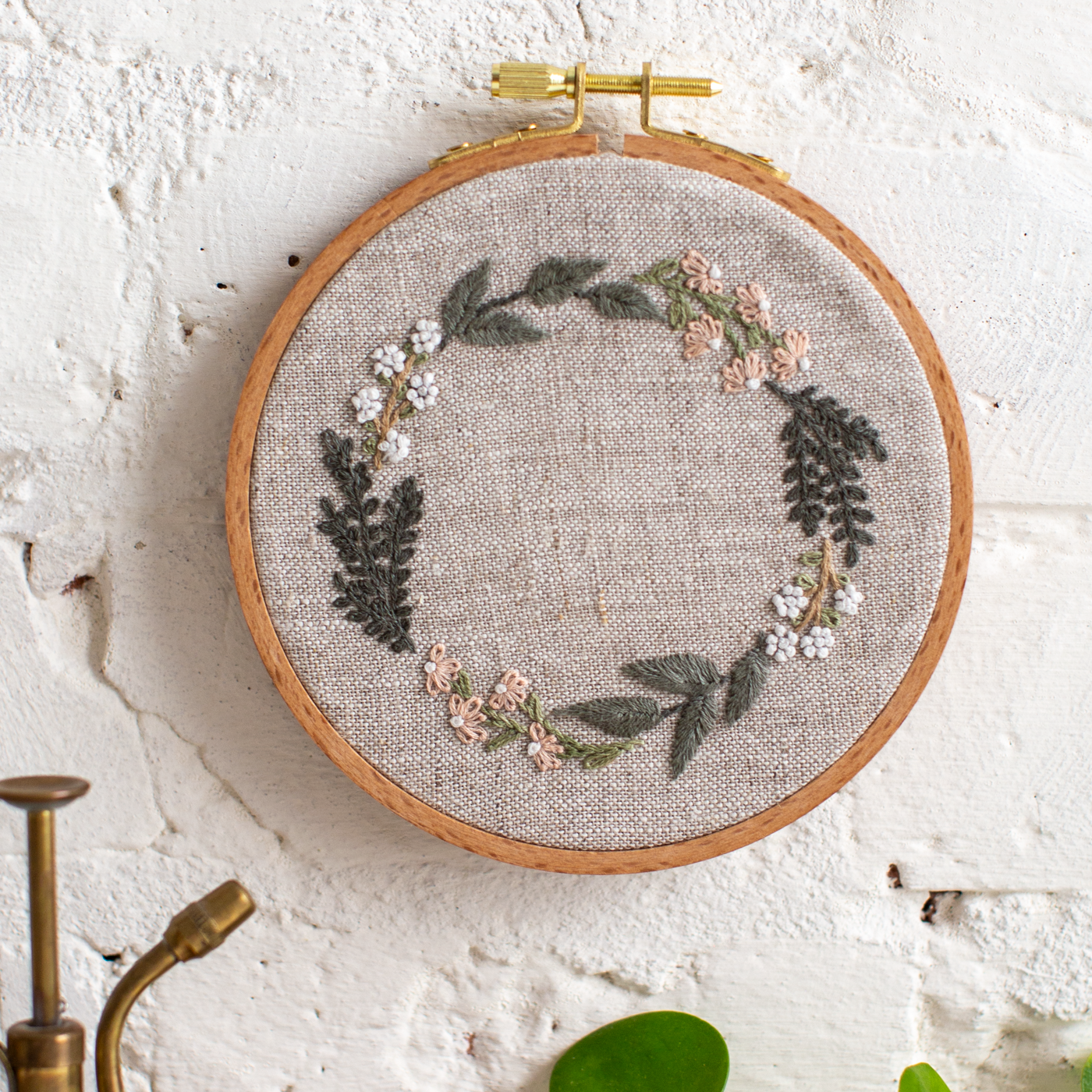 Botanical Wreath - Intermediate Hand Embroidery Kit - MCreativeJ for Flax & Twine