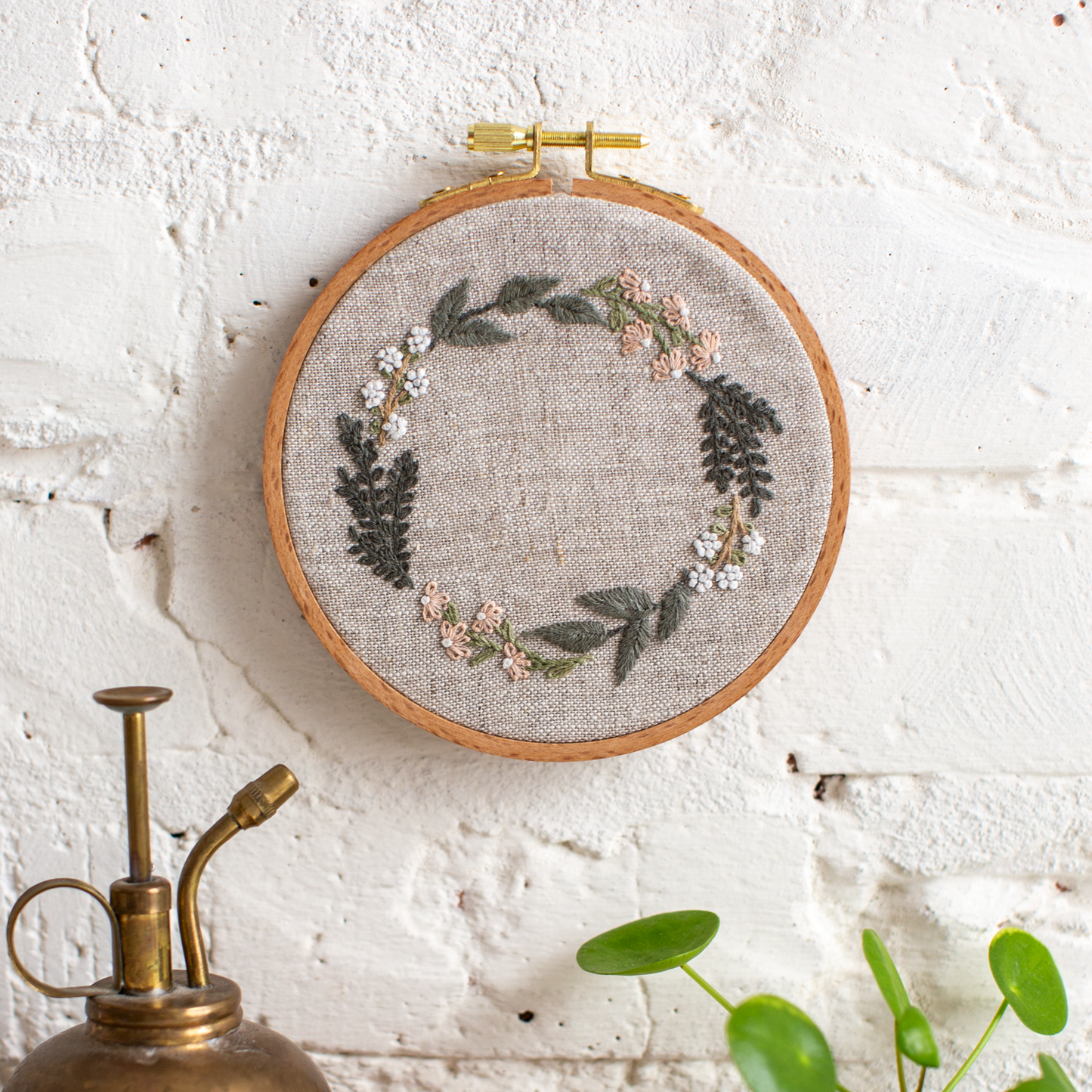 Botanical Wreath - Intermediate Embroidery Pattern and Video - MCreativeJ for Flax and Twine