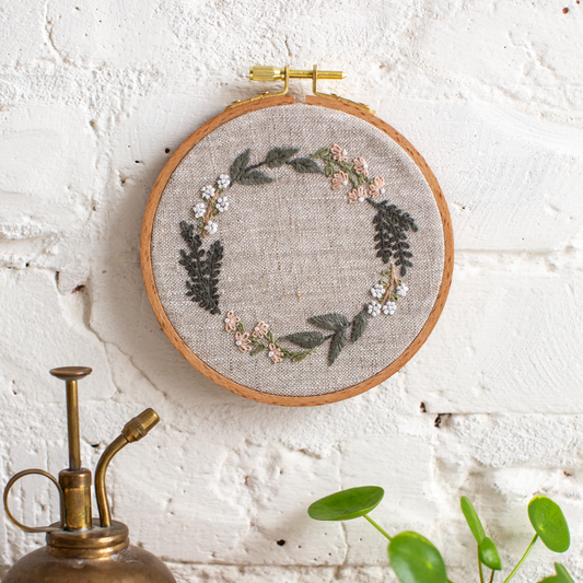 Botanical Wreath - Intermediate Embroidery Pattern and Video - MCreativeJ for Flax and Twine