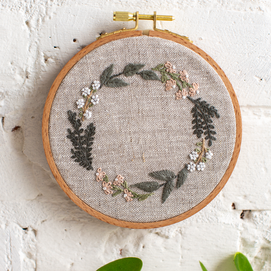Botanical Wreath - Intermediate Hand Embroidery Kit - MCreativeJ for Flax & Twine