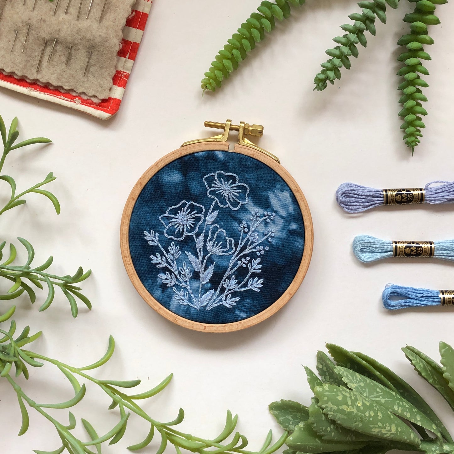 Cyanotype Florals - Flower Embroidery Kit for Beginners