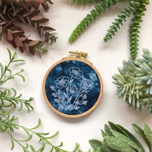 Cyanotype Florals - Flower Embroidery Kit for Beginners