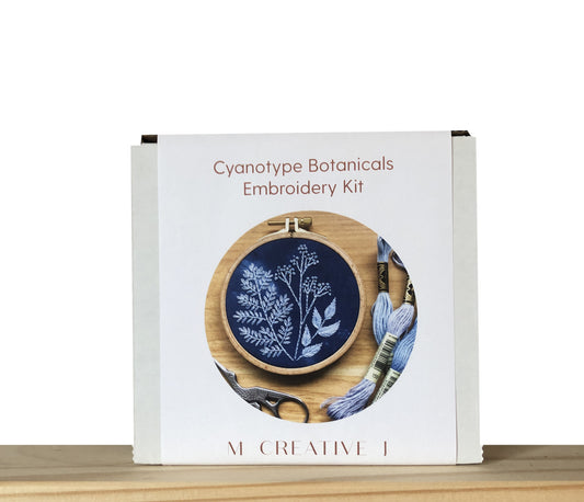 Cyanotype Botanicals Beginner Friendly DIY Embroidery Kit box view