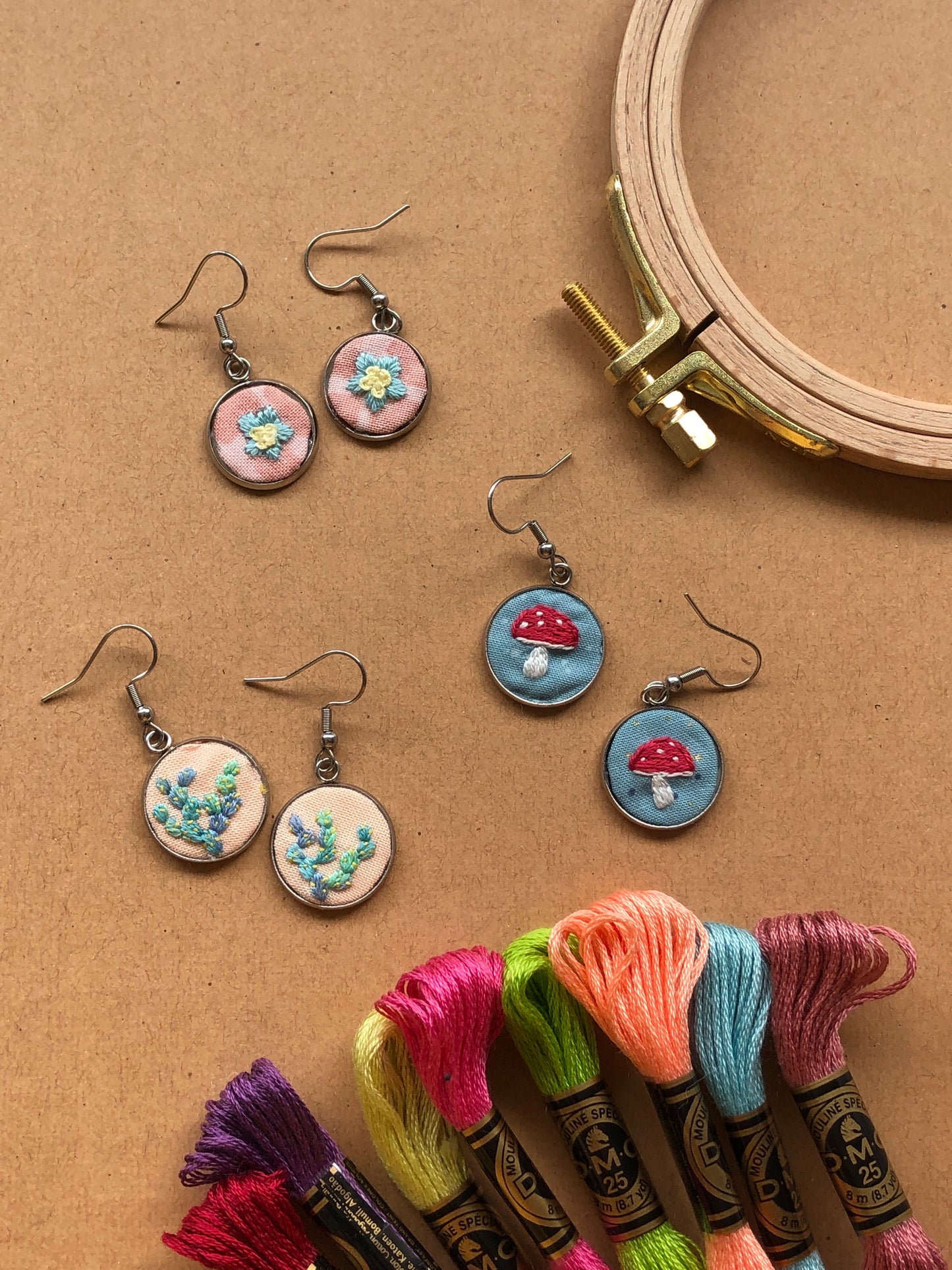 Embroidered Earrings - Embroidery Kits for Beginners