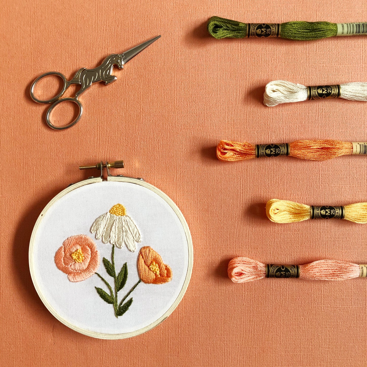 Flower Trio - Floral Embroidery Kit for Beginners