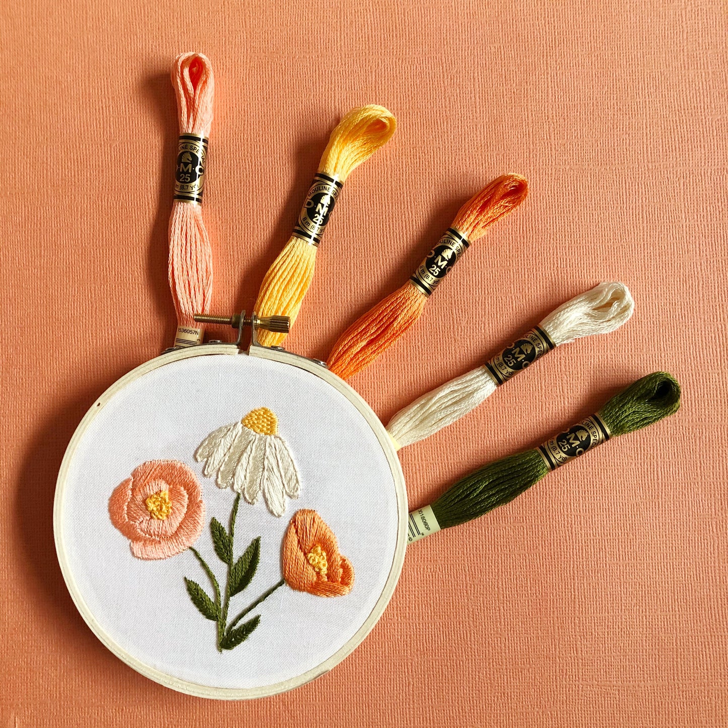 Flower Trio - Floral Embroidery Kit for Beginners