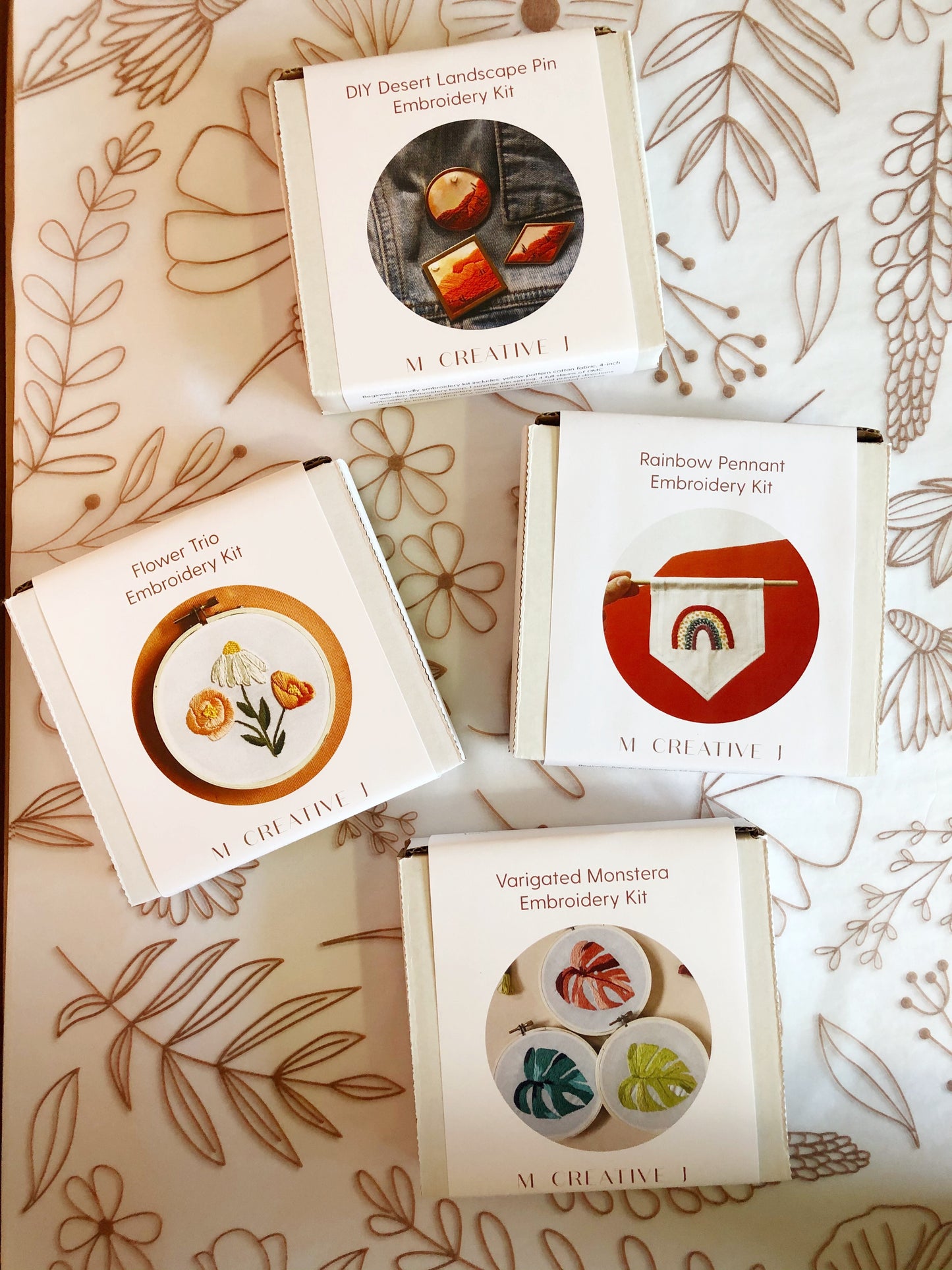 Flower Trio - Floral Embroidery Kit for Beginners