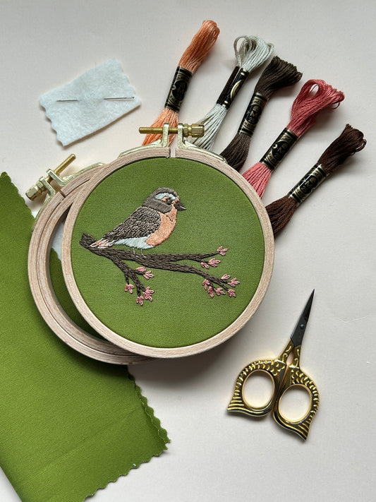 Spring Robin - Bird Embroidery Kit for Beginners