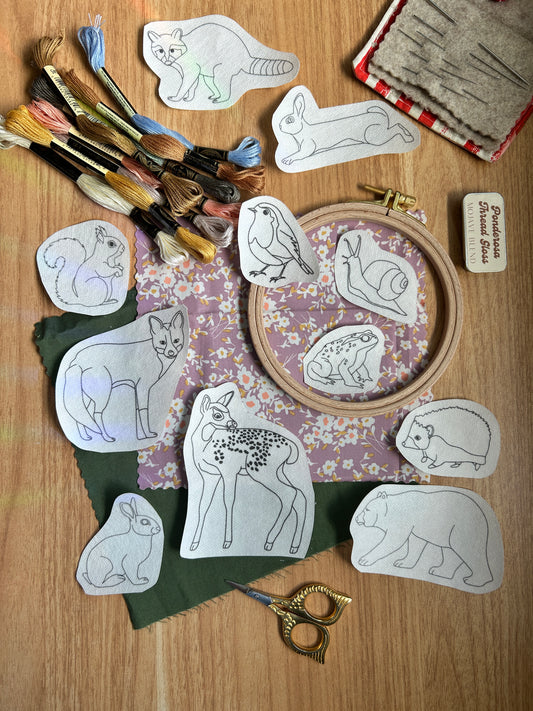 Forest Critters Embroidery Patterns- Stick and Stitch Animal Designs