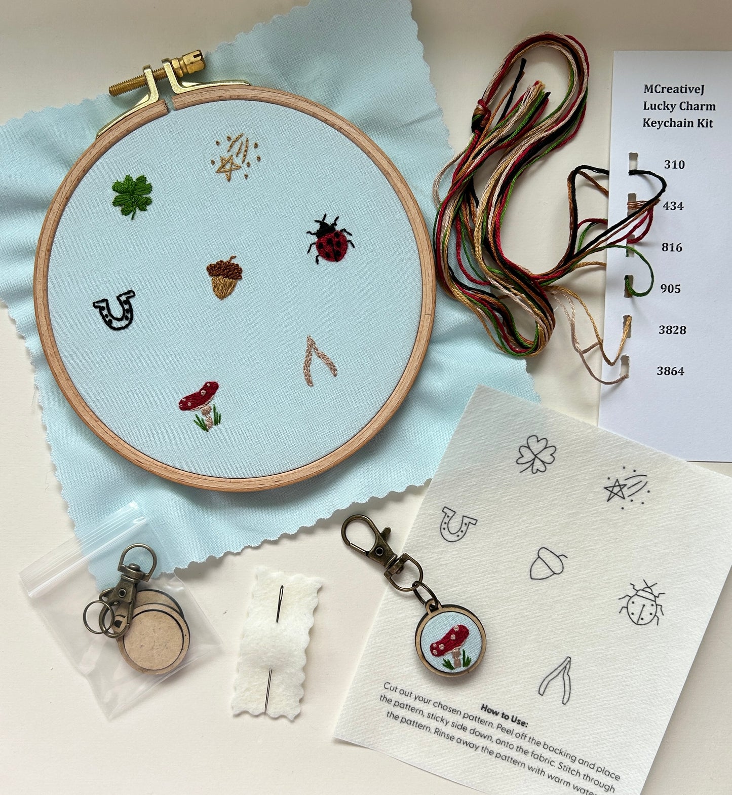 Lucky Charm Keychain- Embroidery Kits for Beginners