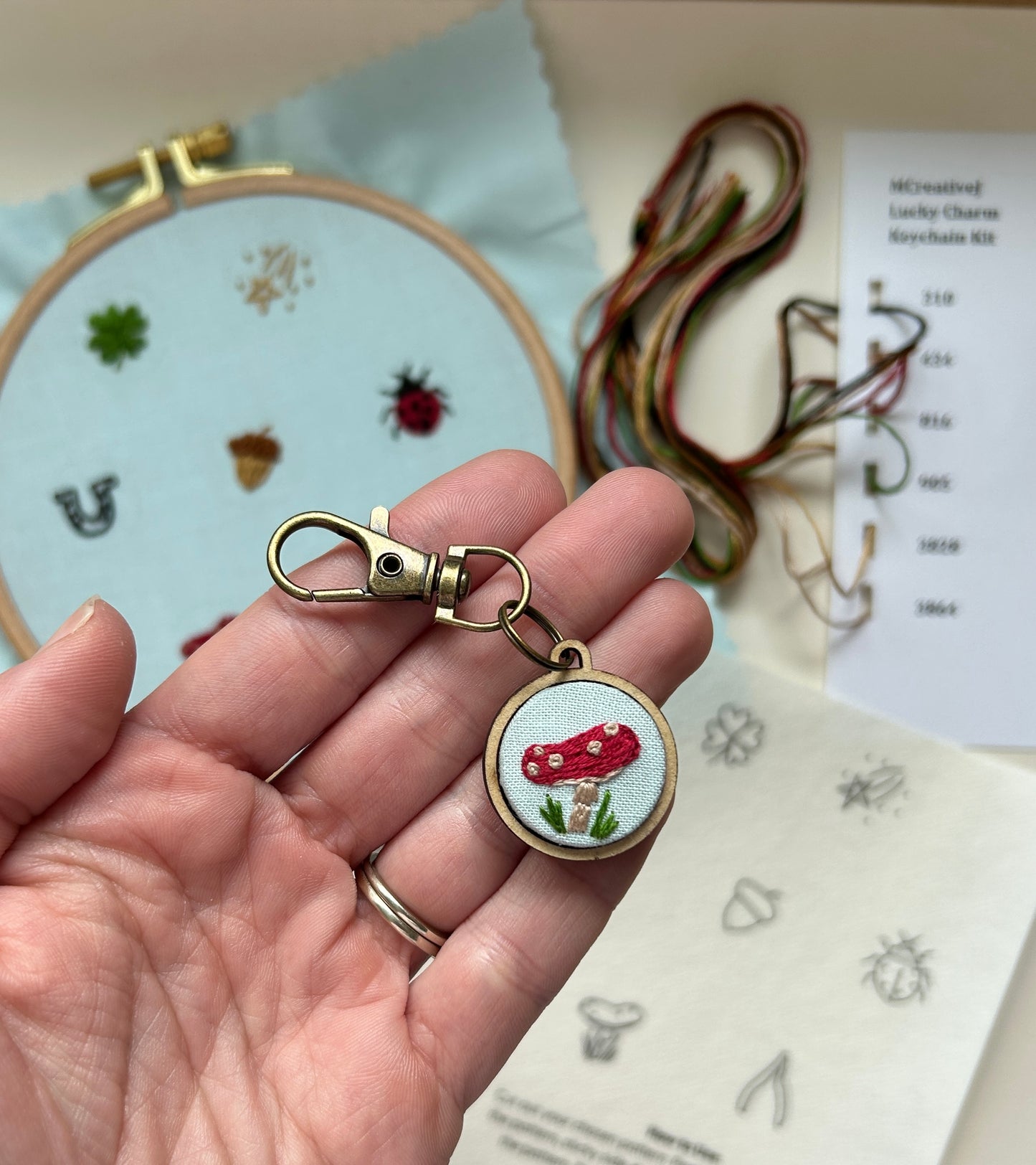 Lucky Charm Keychain- Embroidery Kits for Beginners