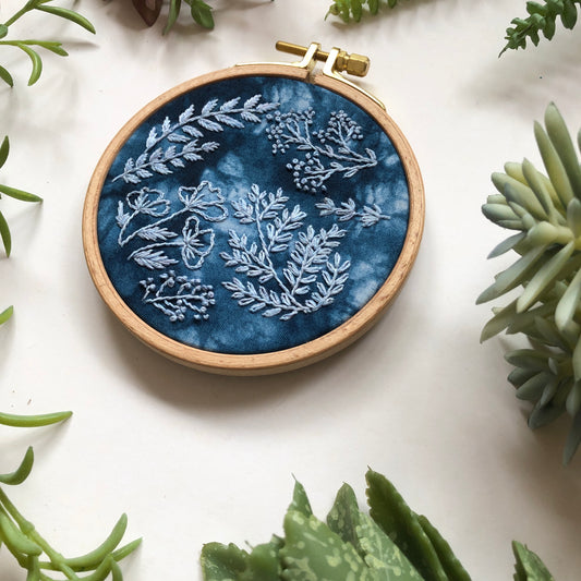 Cyanotype DIY Forage - Botanical Embroidery Kit for Beginners