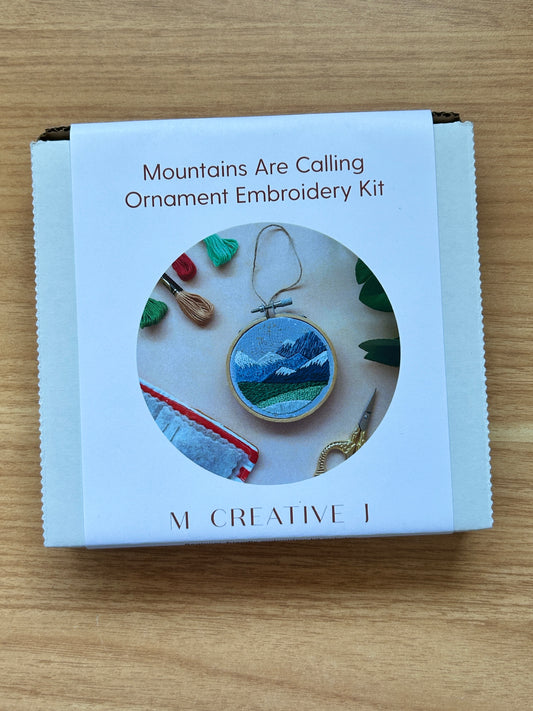 Mountains Are Calling Ornament- Mini Embroidery Kit for Beginners