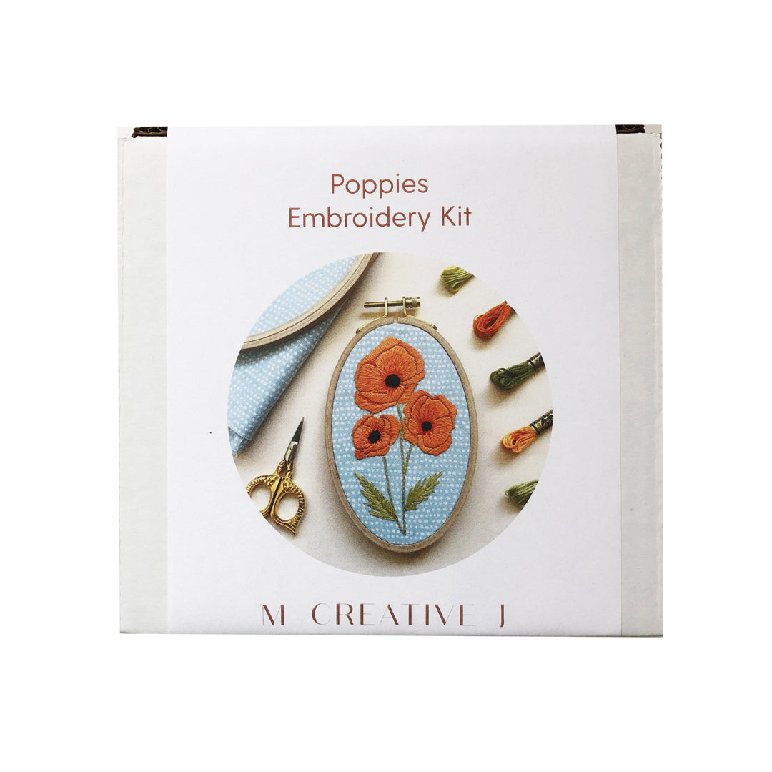 Poppies - Intermediate Hand Embroidery DIY Craft Kit