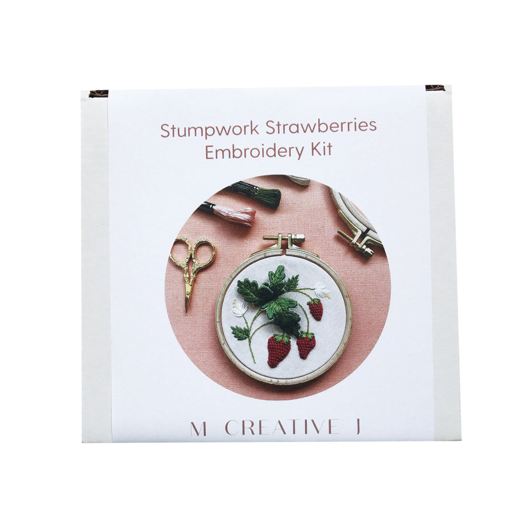 Stumpwork Strawberries - Intermediate Hand Embroidery DIY Craft Kit