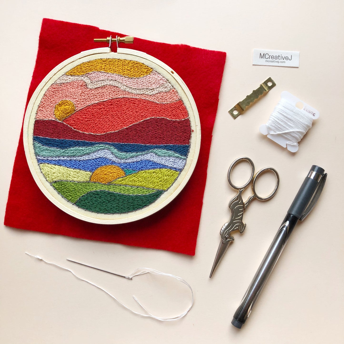 Stained Glass Landscape- Intermediate DIY Embroidery Kit