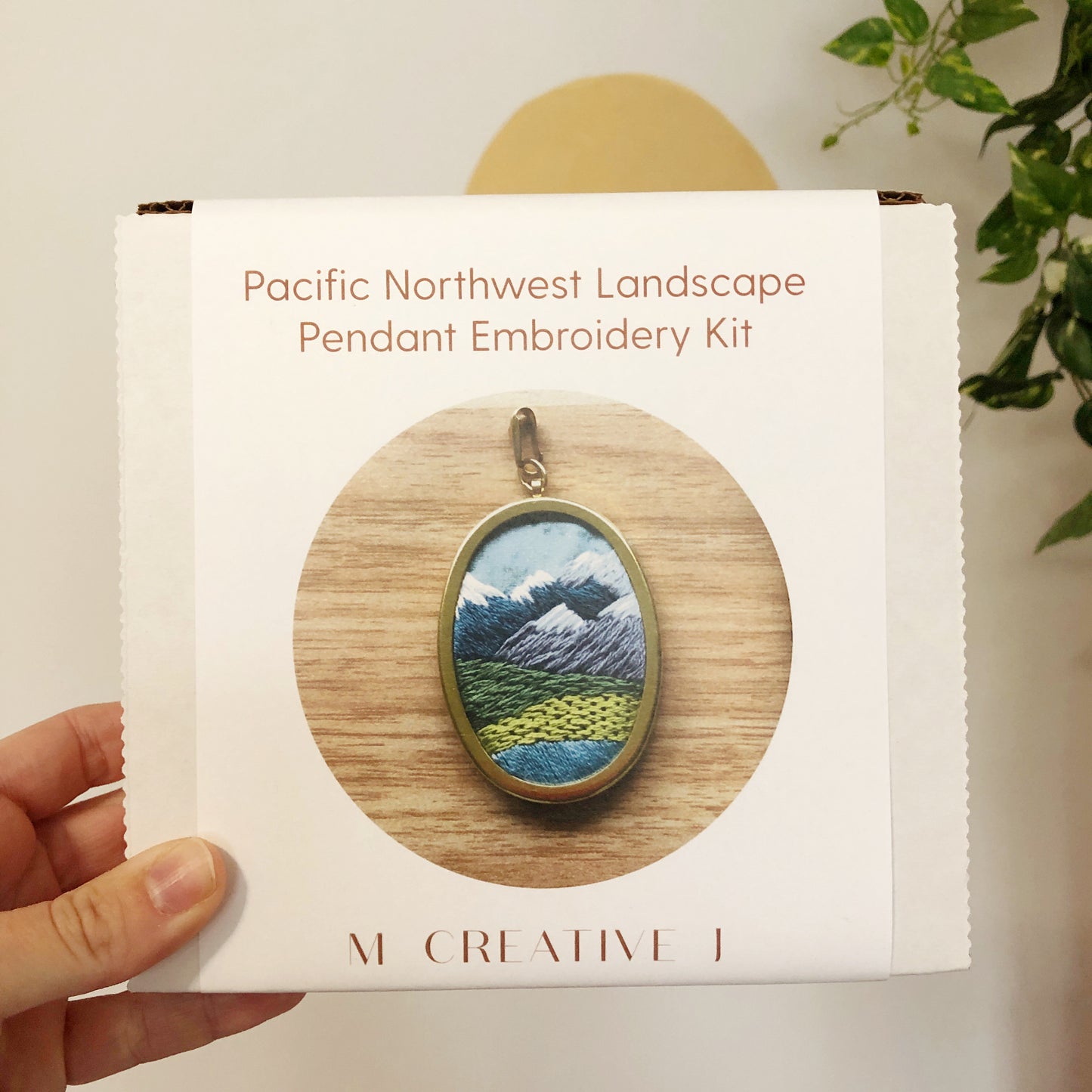 PNW Mountain Landscape Oval Pin- DIY Beginner Embroidery Craft Kit