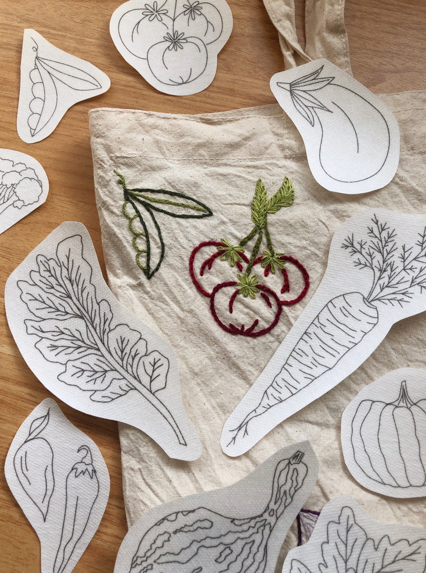 Veggie Delight - Peel Stick and Stitch Hand Embroidery Patterns