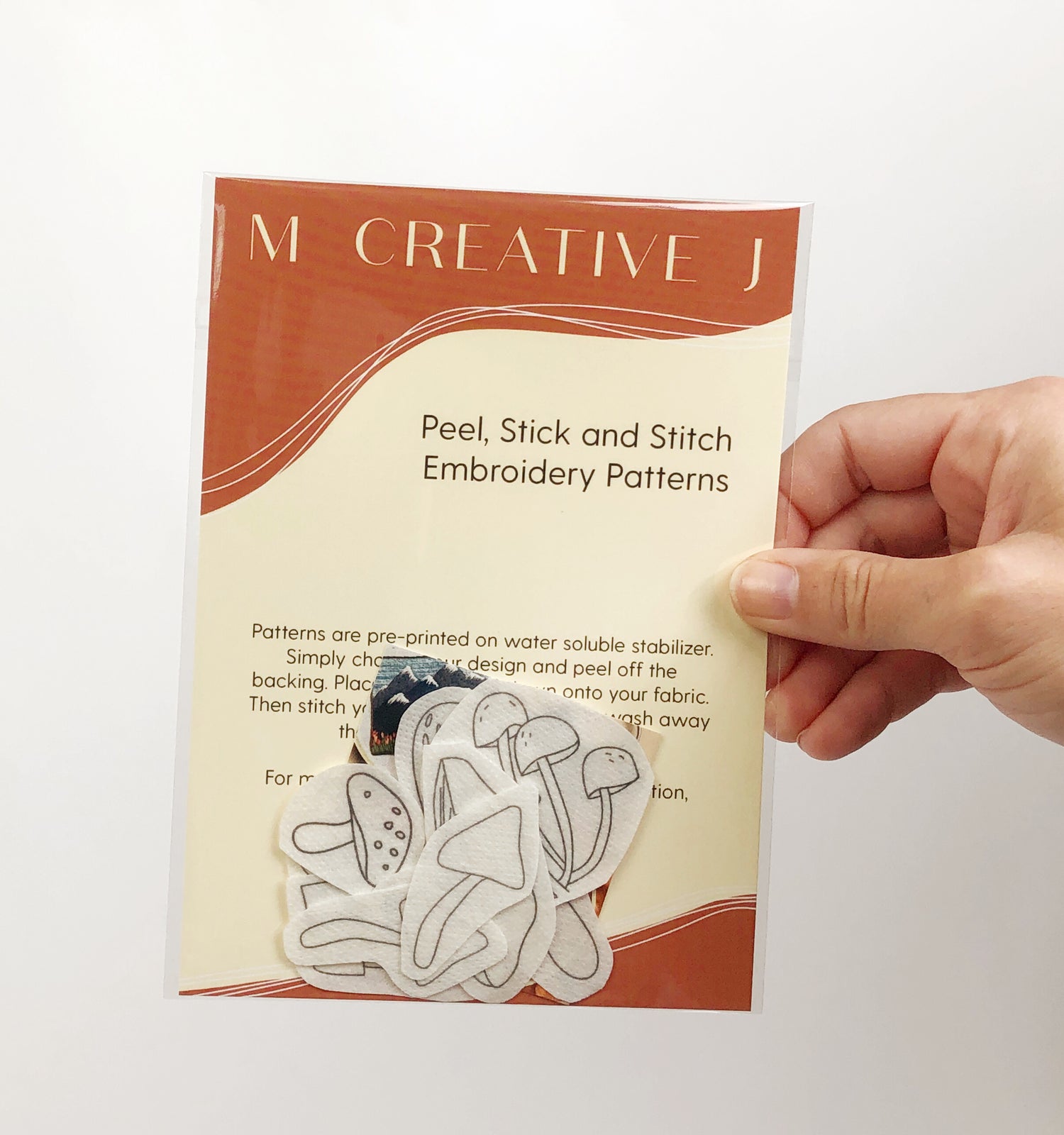 Baggy With Patterns for Mushroom Stick and Stitch Embroidery Patterns Kit