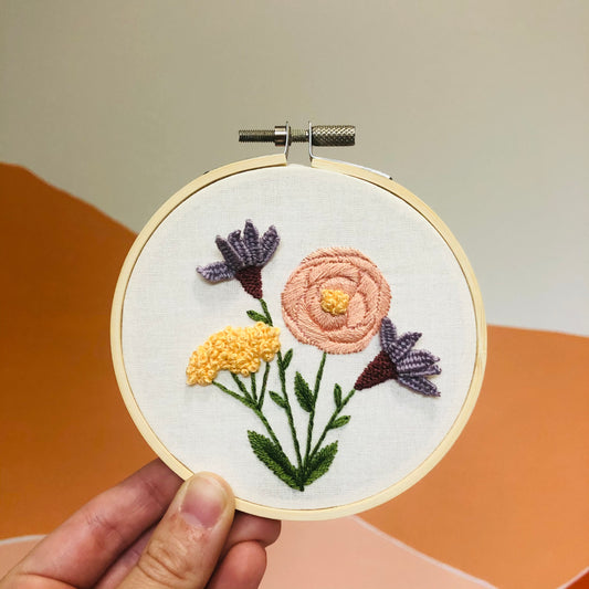 Blooming Wildflowers intermediate embroidery kit finished design