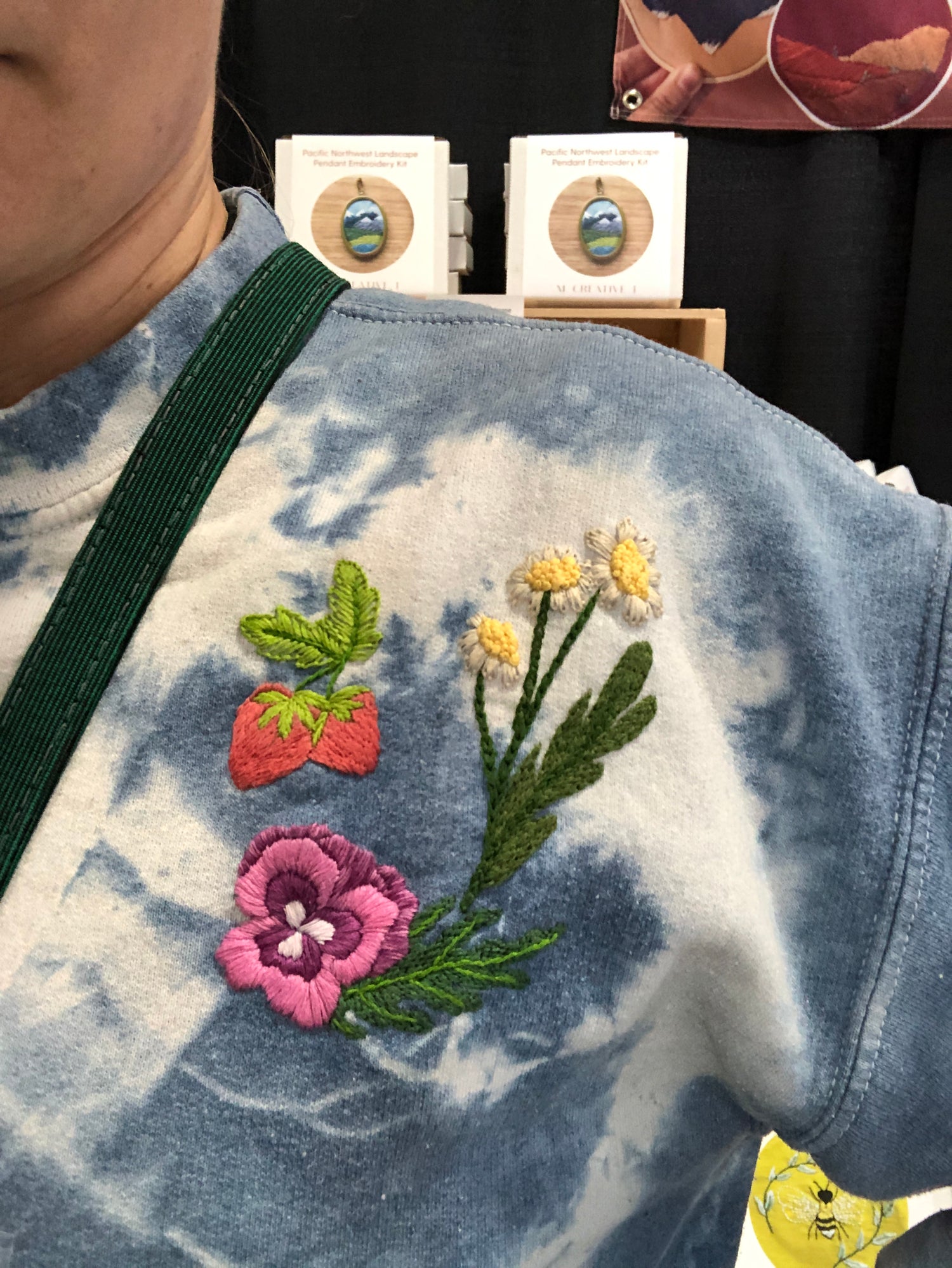 Example of Forest Forage Stick and Stitch Embroidery Patterns Embroidered on TShirt