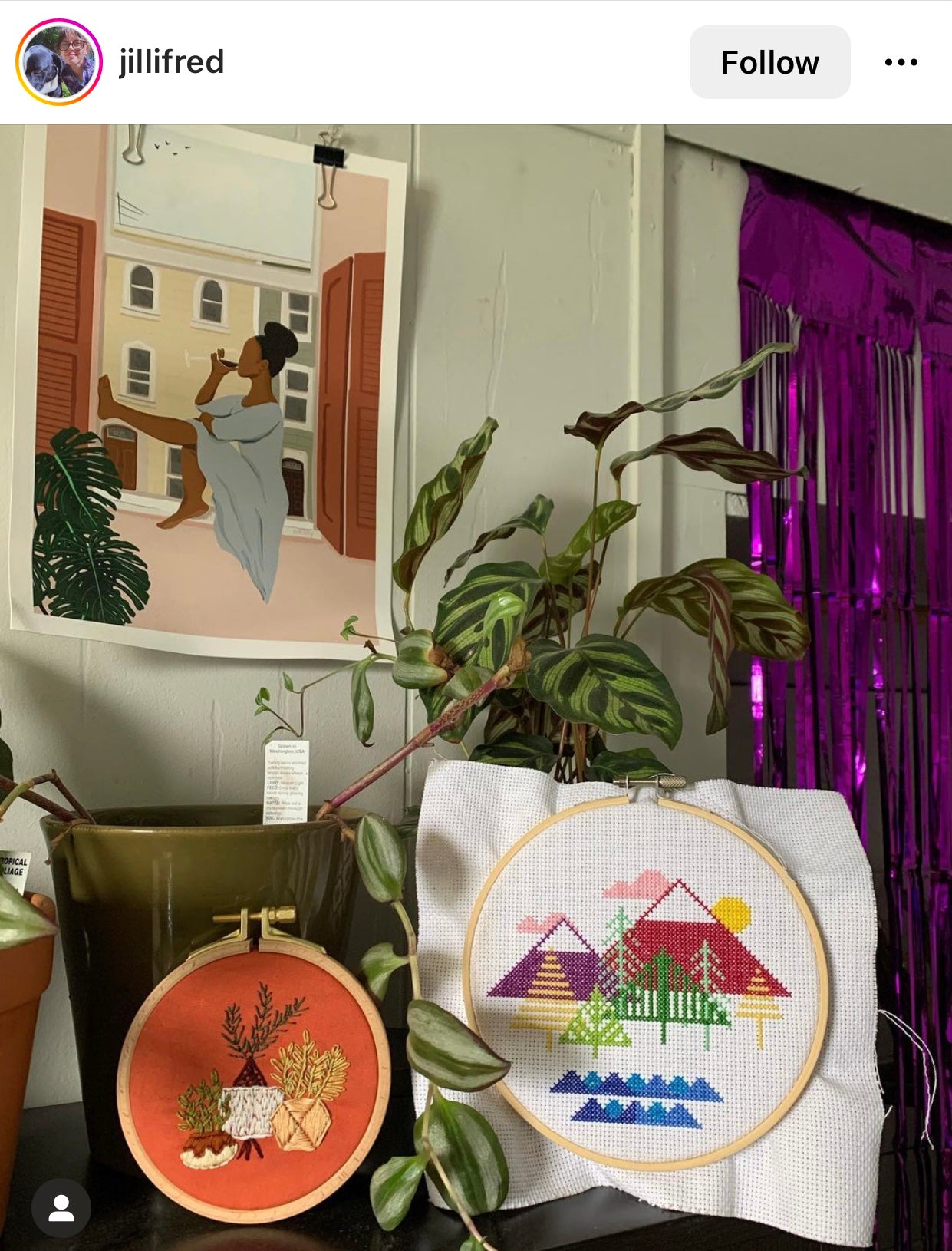pot plant embroidery Happy Houseplant Trio