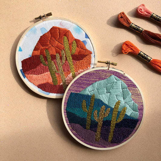 Cactus Desert Landscape- Intermediate Embroidery DIY Craft Kit