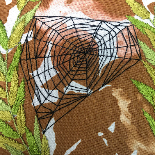 Spider Web and Ferns - Beginner Hand Embroidery PDF Pattern