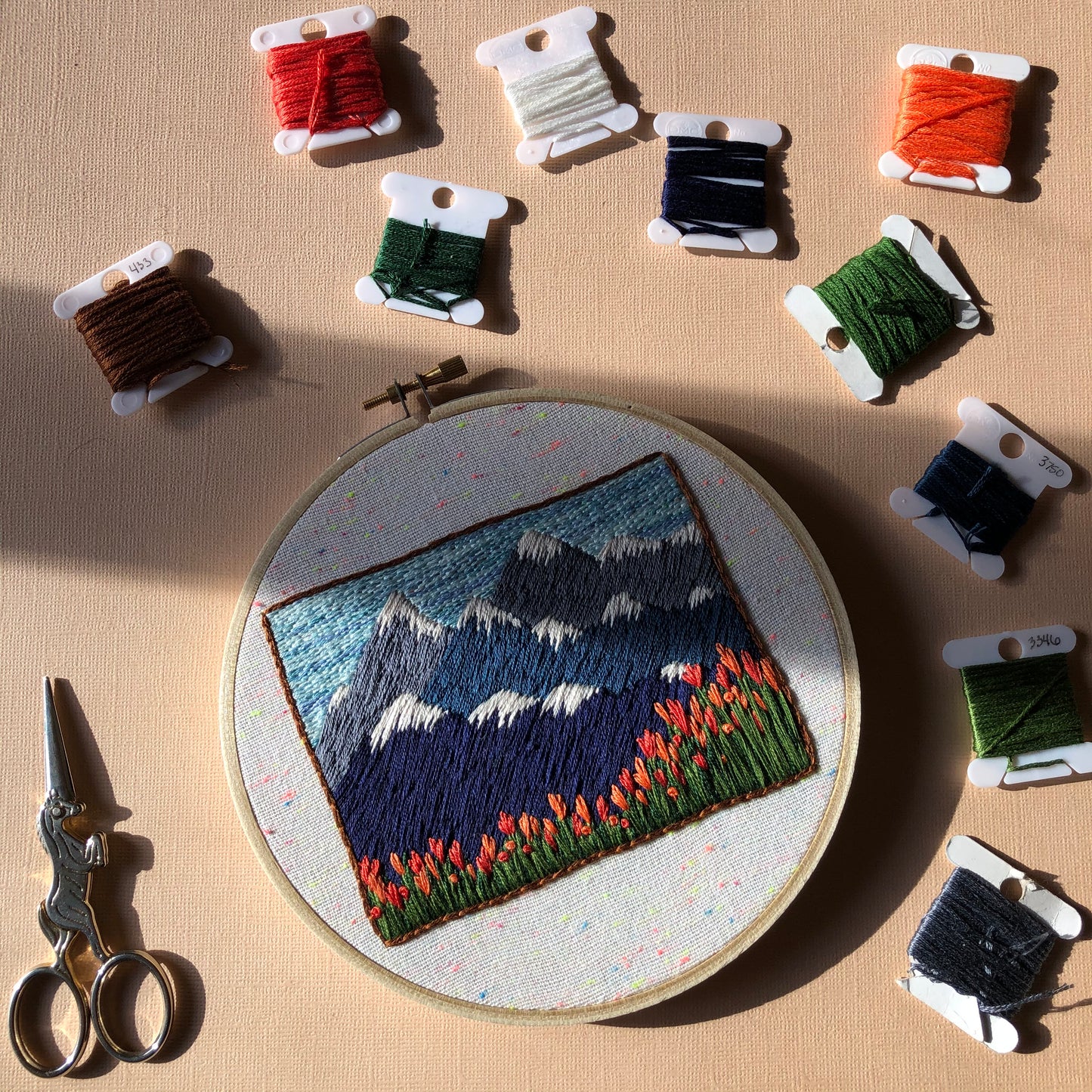 PNW Mountains and Tulips - Intermediate DIY Embroidery Craft Kit