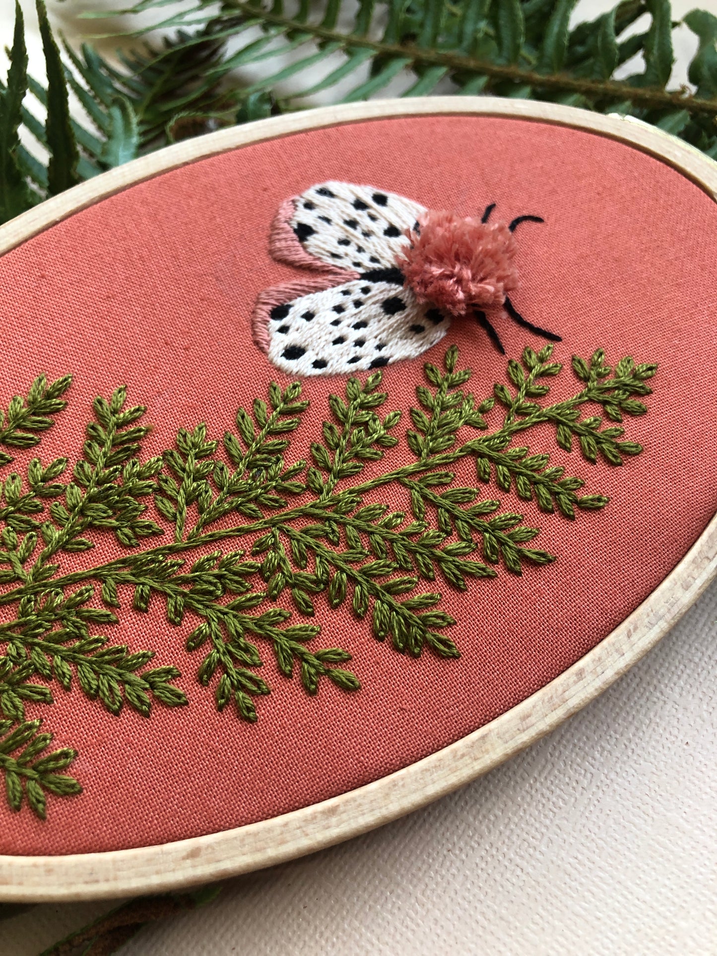 Moth and Fern - Intermediate Hand Embroidery DIY Craft Kit