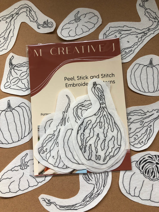 Gourds - Peel Stick and Stitch Hand Embroidery Patterns for DIY Crafting