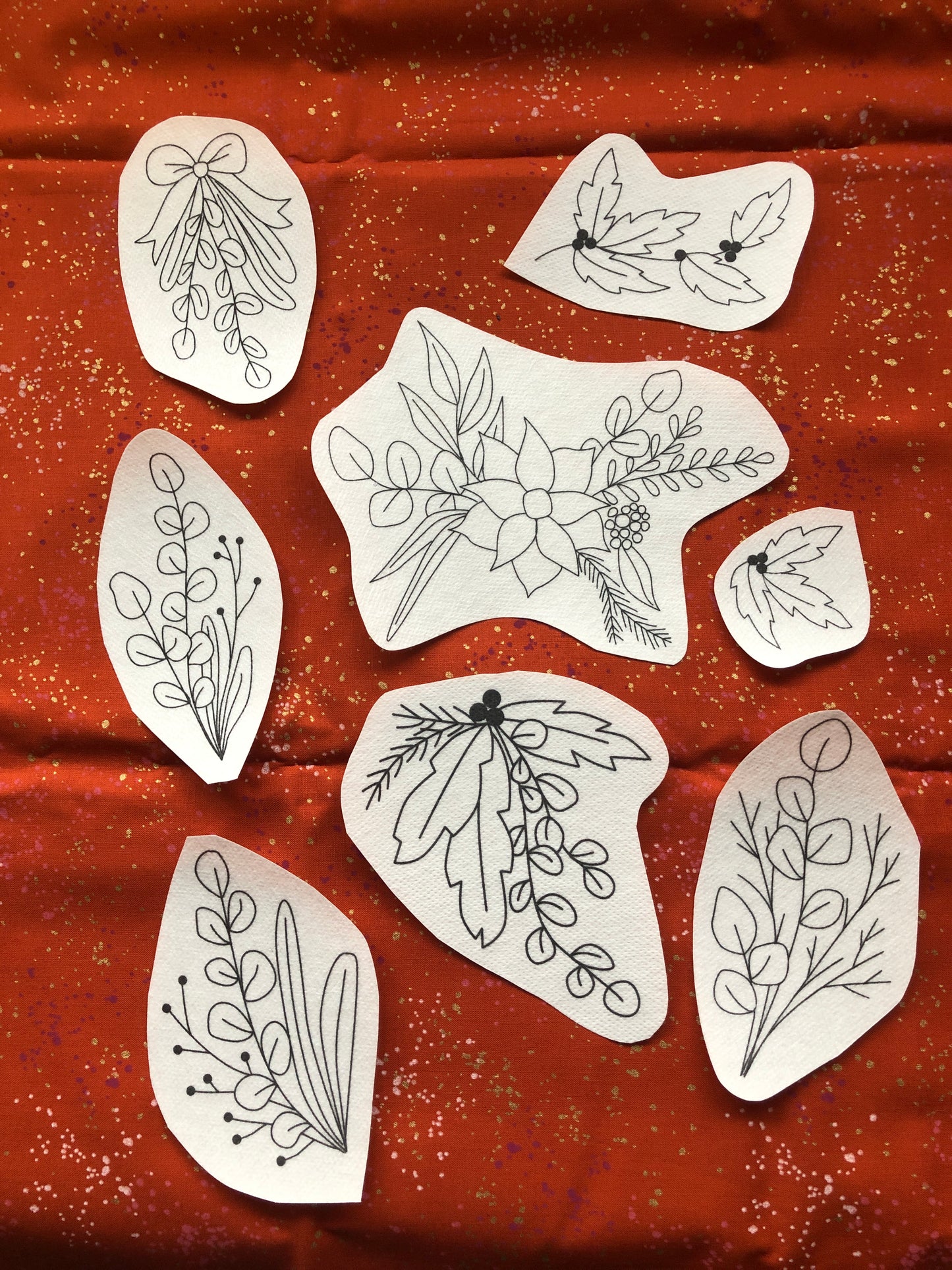 Holiday Botanicals - Peel Stick and Stitch Hand Embroidery Patterns